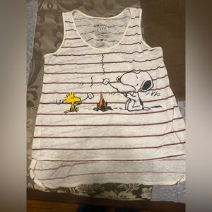 Peanuts Snoopy and Woodstock Tank Top - White and Red
